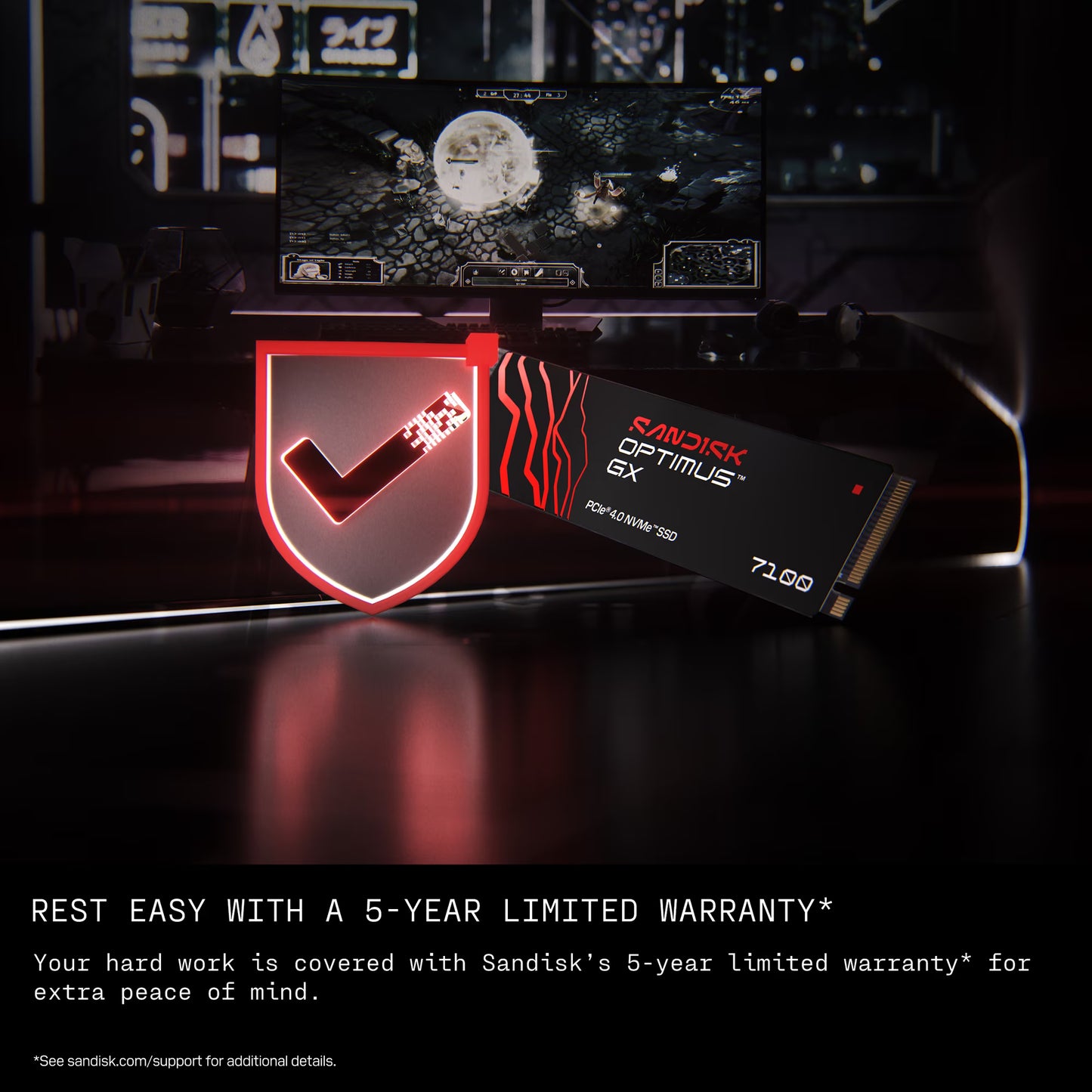 SANDISK Optimus GX 7100 NVMe Internal Gaming SSD Solid State Drive - Gen4 PCIe, M.2 2280, Up to 7,250 MB/s