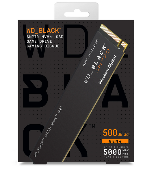 WD_BLACK 500GB SN770 NVMe SSD Internal SSD, Gaming - WDS500G3X0E-00B3N0